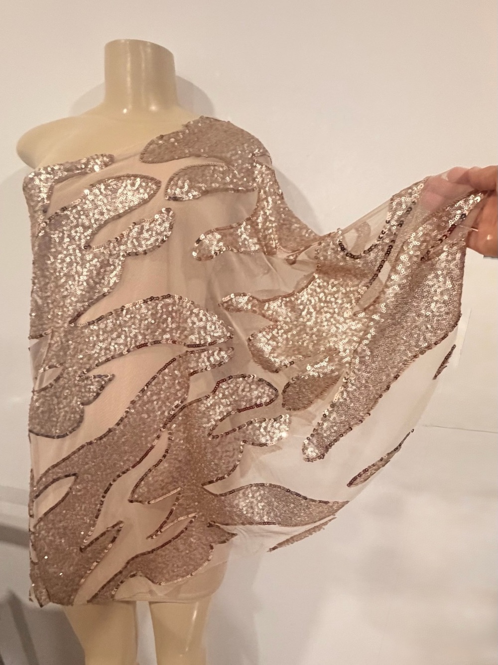 Bebe Corsican Nights Moore Asymmetrical Sequin Flame Dress Y2K - Picture 5 of 10